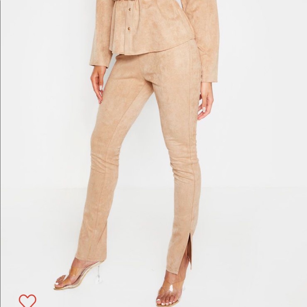Stone Faux Suede Cigarette Pants